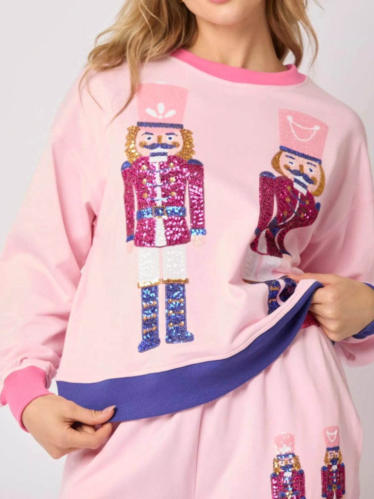 Women's Sequin Loungewear Set - Nutcracker Holiday Pajamas