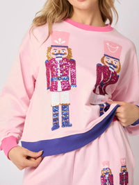 Women's Sequin Loungewear Set - Nutcracker Holiday Pajamas