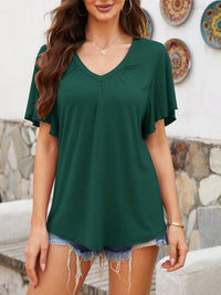 V-Neck Flutter Sleeve T-Shirt Trandify deal