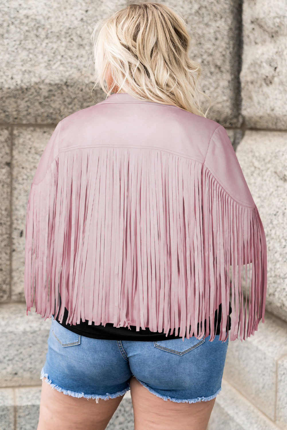 Plus Size Fringe Open Front Jacket Trandify deal