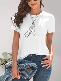 Graphic Round Neck Short Sleeve T-Shirt Trandify deal