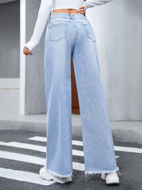 Women’s Distressed Raw Hem Wide Leg Jeans – Trendy High Waisted Denim | Trandify Deal