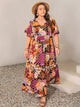 Plus Size Printed V-Neck Half Sleeve Maxi Dress Trandify Deal