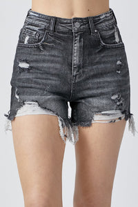 RISEN Full Size High Rise Distressed Denim Shorts Trandify deal