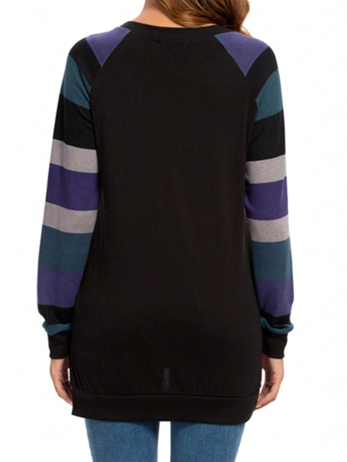 Color Block Round Neck Long Sleeve T-Shirt Trandify Deal