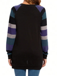 Color Block Round Neck Long Sleeve T-Shirt Trandify Deal