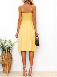 Cutout Smocked Sweetheart Neck Cami Dress Trandify deal