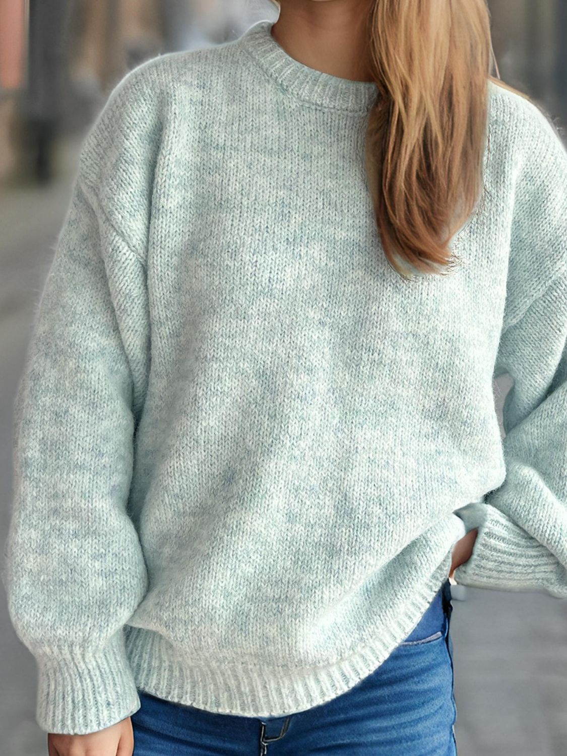 Round Neck Long Sleeve Sweater Trandify Deal