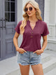 Decorative Button Notched Short Sleeve T-Shirt Trandify deal