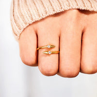 925 Sterling Silver Inlaid Zircon Bypass Ring Trandify Deal