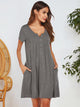 Notched Short Sleeve Mini Lounge Dress Trandify Deal