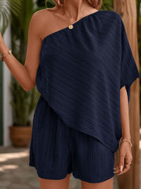 Single Shoulder Half Sleeve Romper Trandify deal
