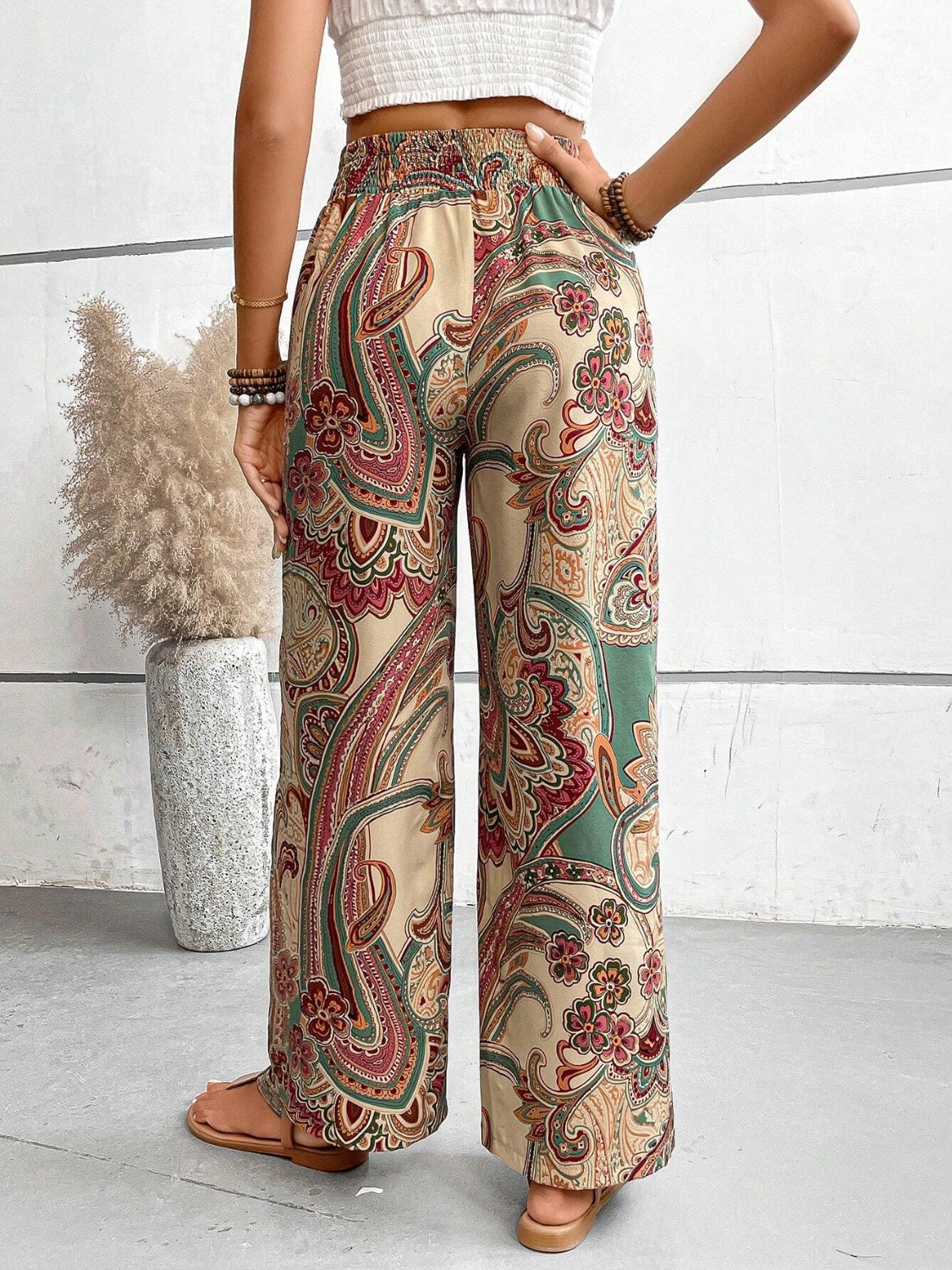 Printed Wide Leg Pants Trandify deal