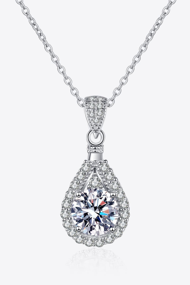 2 Carat Moissanite Teardrop Pendant 925 Sterling Silver Necklace Trandify deal