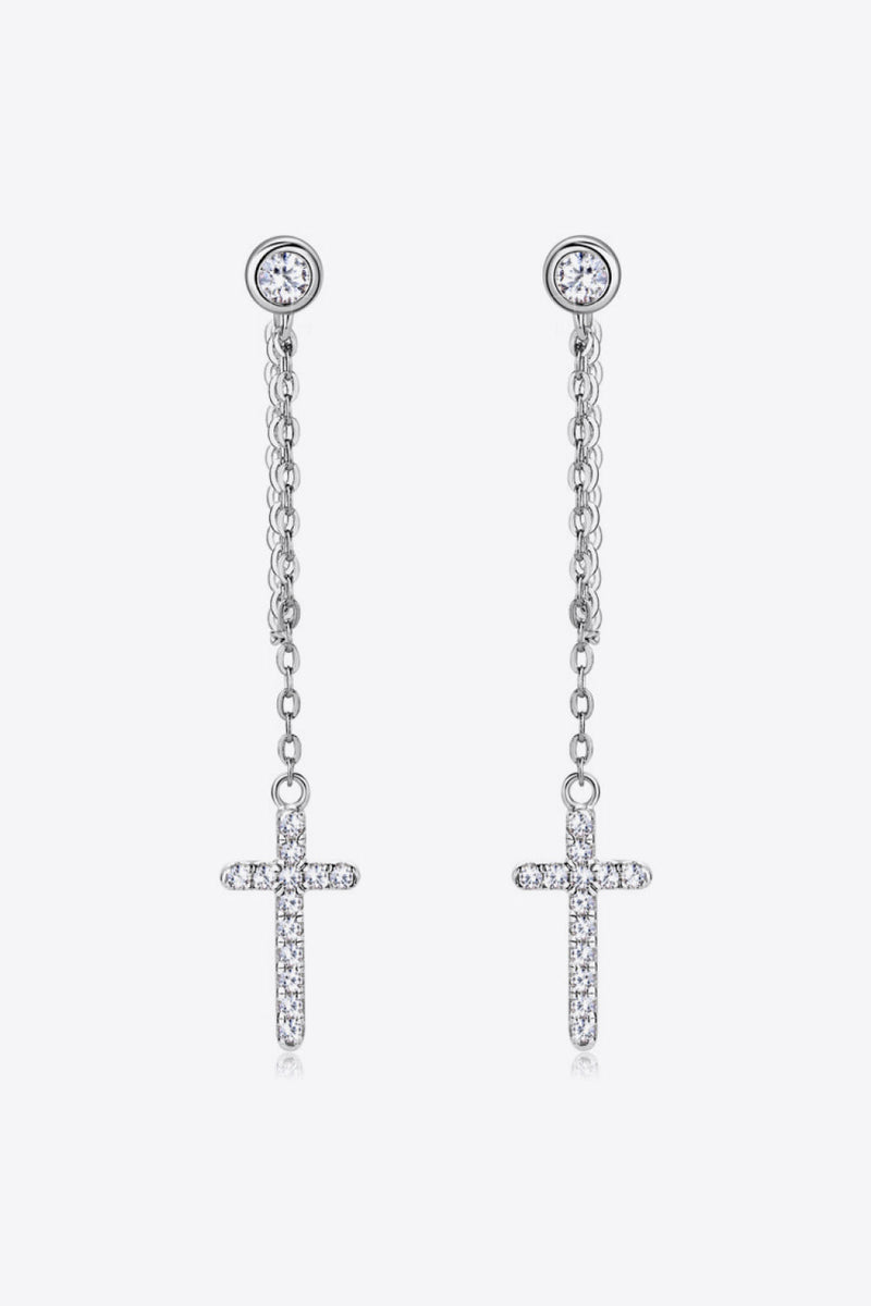 Moissanite 925 Sterling Silver Cross Earrings Trandify Deal