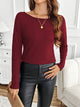Lace Detail Butterfly Back Round Neck Long Sleeve T-Shirt Trandify Deal