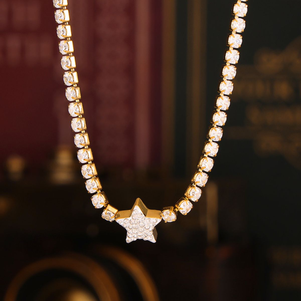 Titanium Steel Zircon Star Necklace Trandify Deal