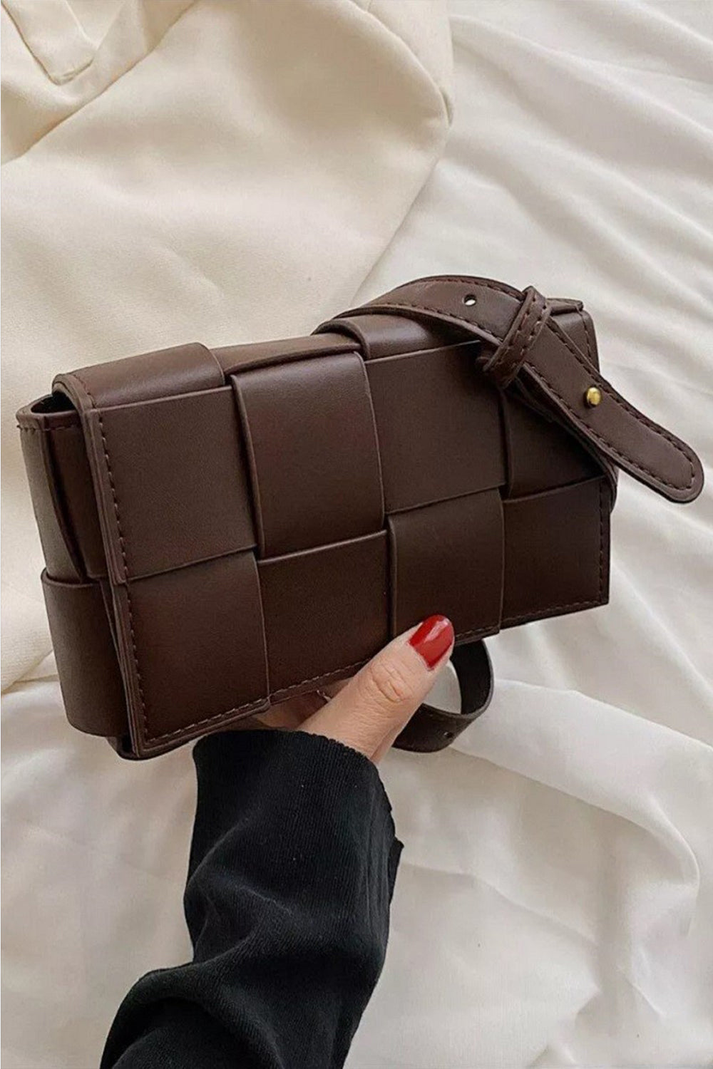 Zenana Vegan Leather Woven Crossbody Bag Trandify deal