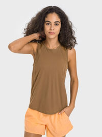 Women’s Cutout Back Active Tank Top – Cropped Yoga Tee for Workouts