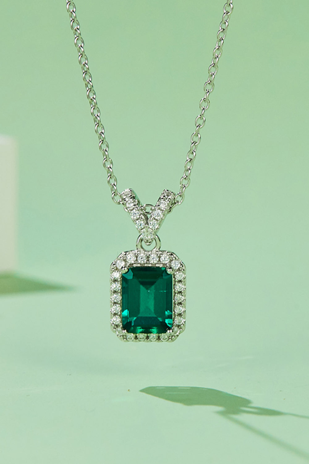 Adored 1.25 Carat Lab-Grown Emerald Pendant Necklace Trandify Deal
