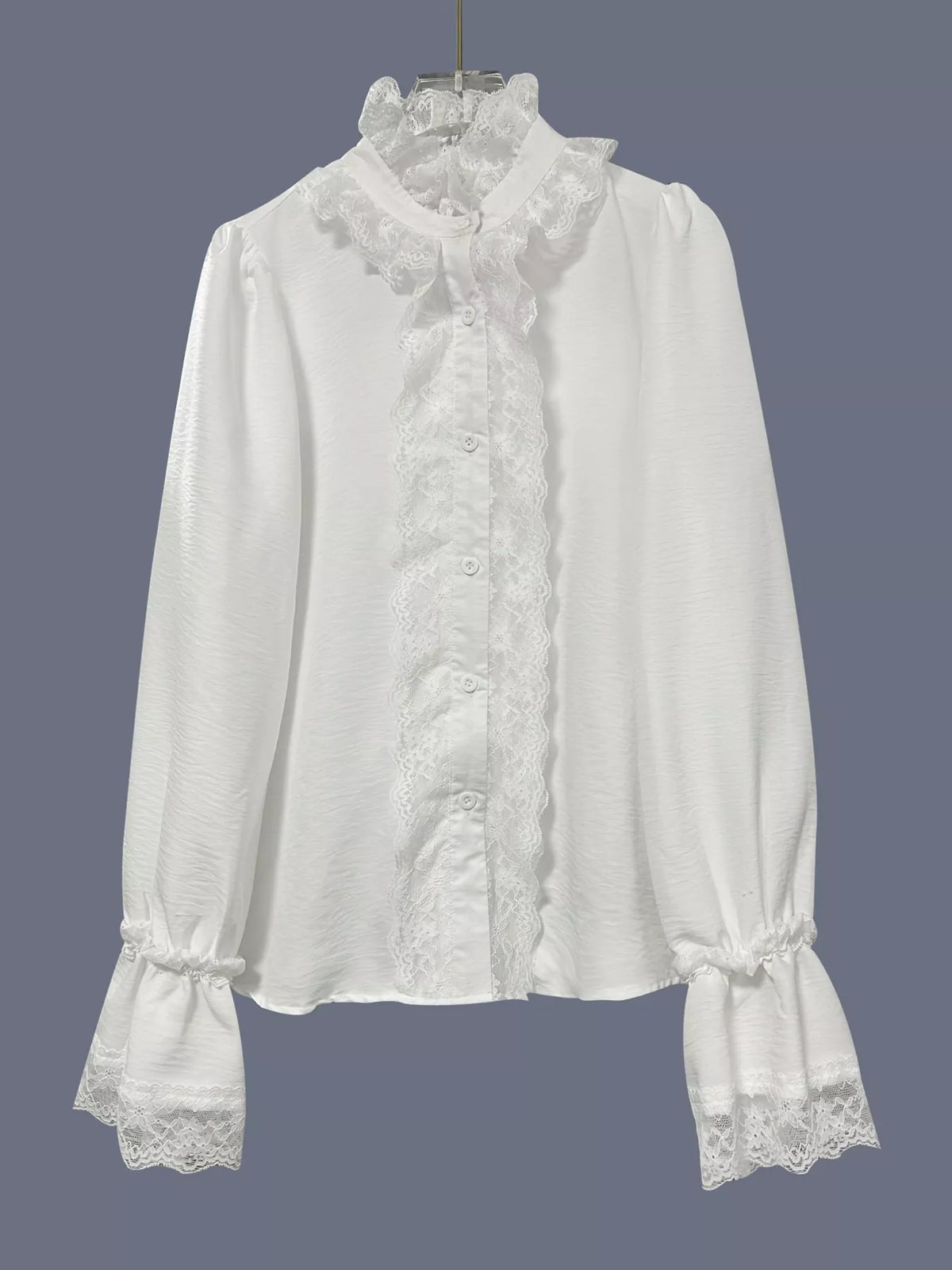 Lace Trim Button Up Shirt - Effortlessly Feminine