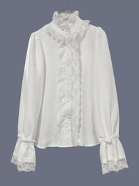 Lace Trim Button Up Shirt - Effortlessly Feminine