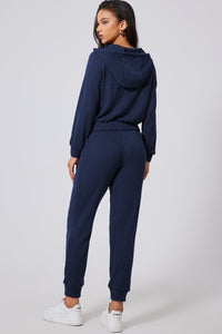 Drawstring Half Zip Hoodie and Joggers Active Set Trandify Deal