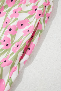 Floral Print Square Neck Ruffled Cap Sleeve Maxi Dress - Trandify deal