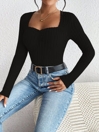 Honey Ribbed Long Sleeve T-Shirt Trandify Deal
