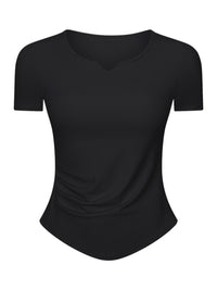 Notched Short Sleeve Active T-Shirt Trandify Deal