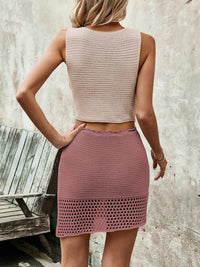 Button Up Sleeveless Top and Drawstring Skirt Set Trandify deal