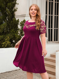 Plus Size Ruched Round Neck Short Sleeve Dress Trandify deal
