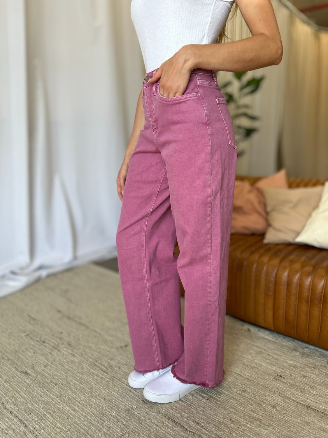 RFM Full Size High Rise Garment Dye Wide Leg  Jeans Trandify Deal