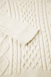 Cable-Knit Round Neck Long Sleeve Sweater Trandify Deal