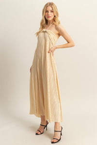 HYFVE Knotted Halter Maxi Dress for Women – Boho Beach Wedding Outfit – Summer Long Dress
