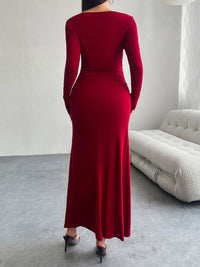 Devine Ruched Long Sleeve Maxi Dress Trandify Deal