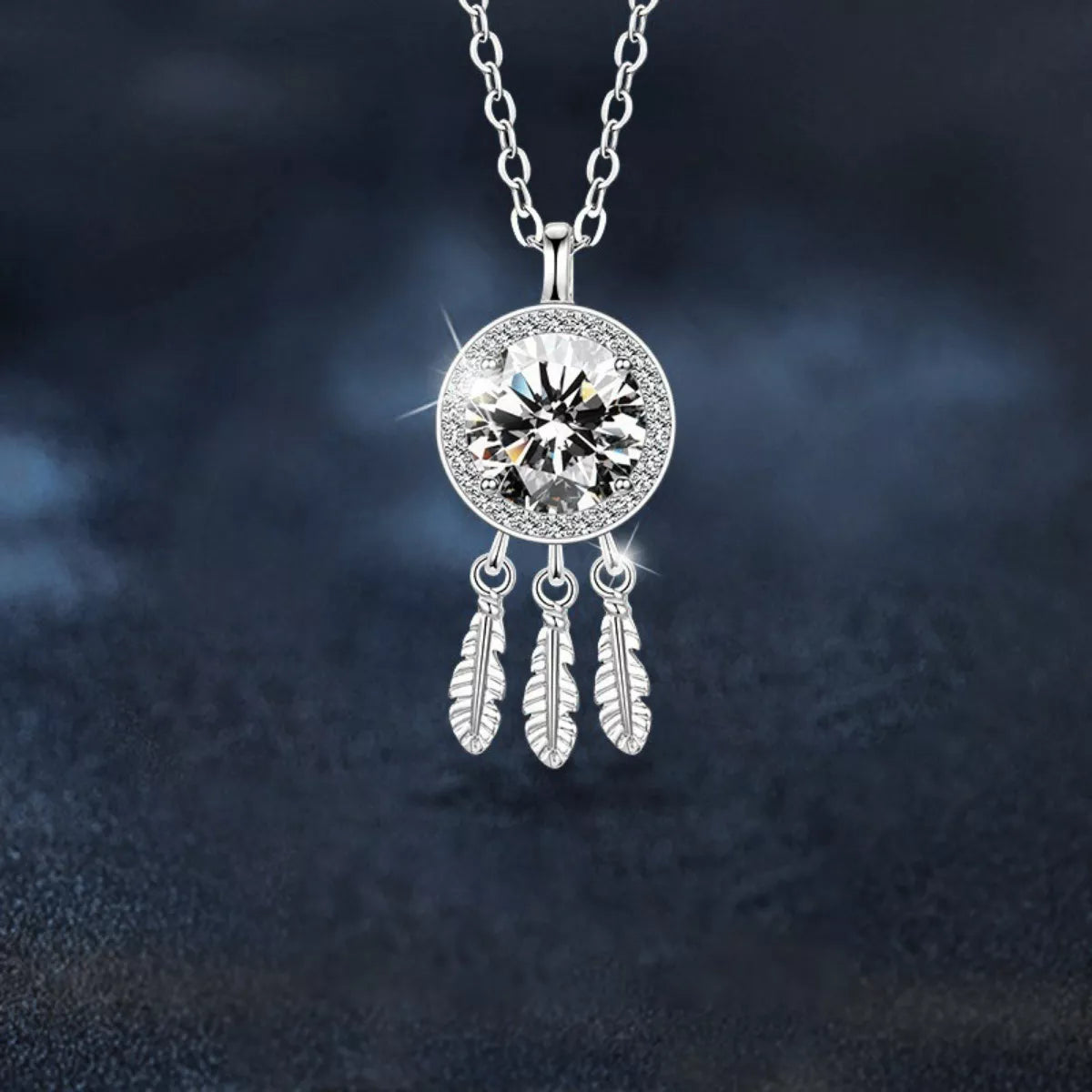1 Carat Moissanite Dreamcatcher Pendant Necklace for Women