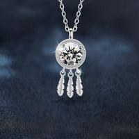 1 Carat Moissanite Dreamcatcher Pendant Necklace for Women