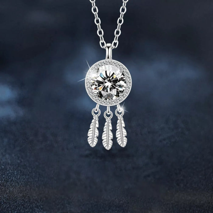 1 Carat Moissanite Dreamcatcher Pendant Necklace for Women
