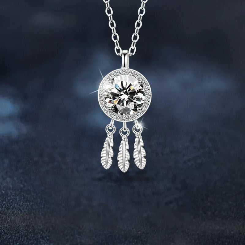 1 Carat Moissanite Dreamcatcher Pendant Necklace for Women