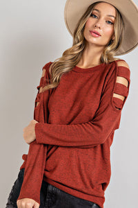 Cutout Round Neck Long Sleeve Top Trandify Deal