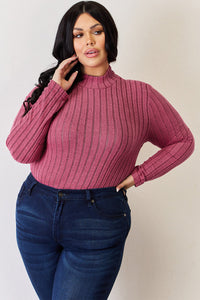 Basic Bae Full Size Ribbed Mock Neck Long Sleeve T-Shirt Trandify Deal