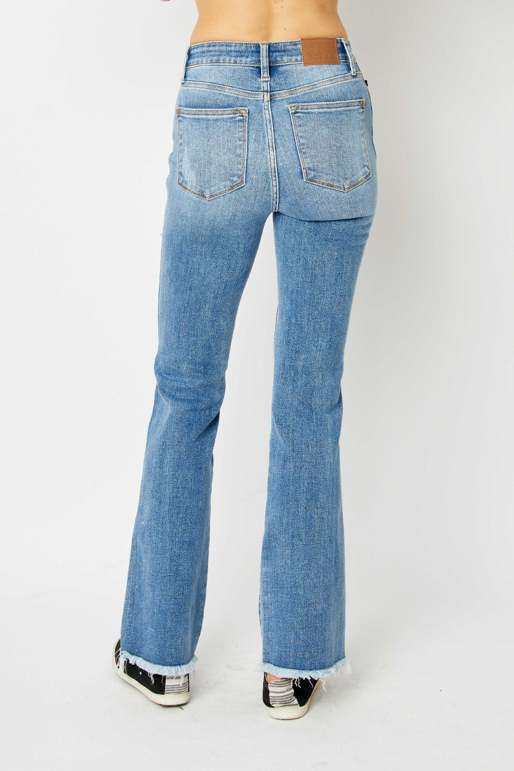 Judy Blue Full Size Distressed Raw Hem Bootcut Jeans Trandify deal