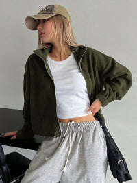 Honey Zip Up Long Sleeve Cropped Jacket Trandify Deal