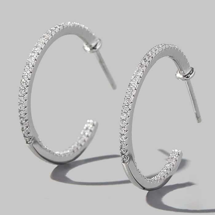 Zircon 925 Sterling Silver C-Hoop Earrings Trandify Deal