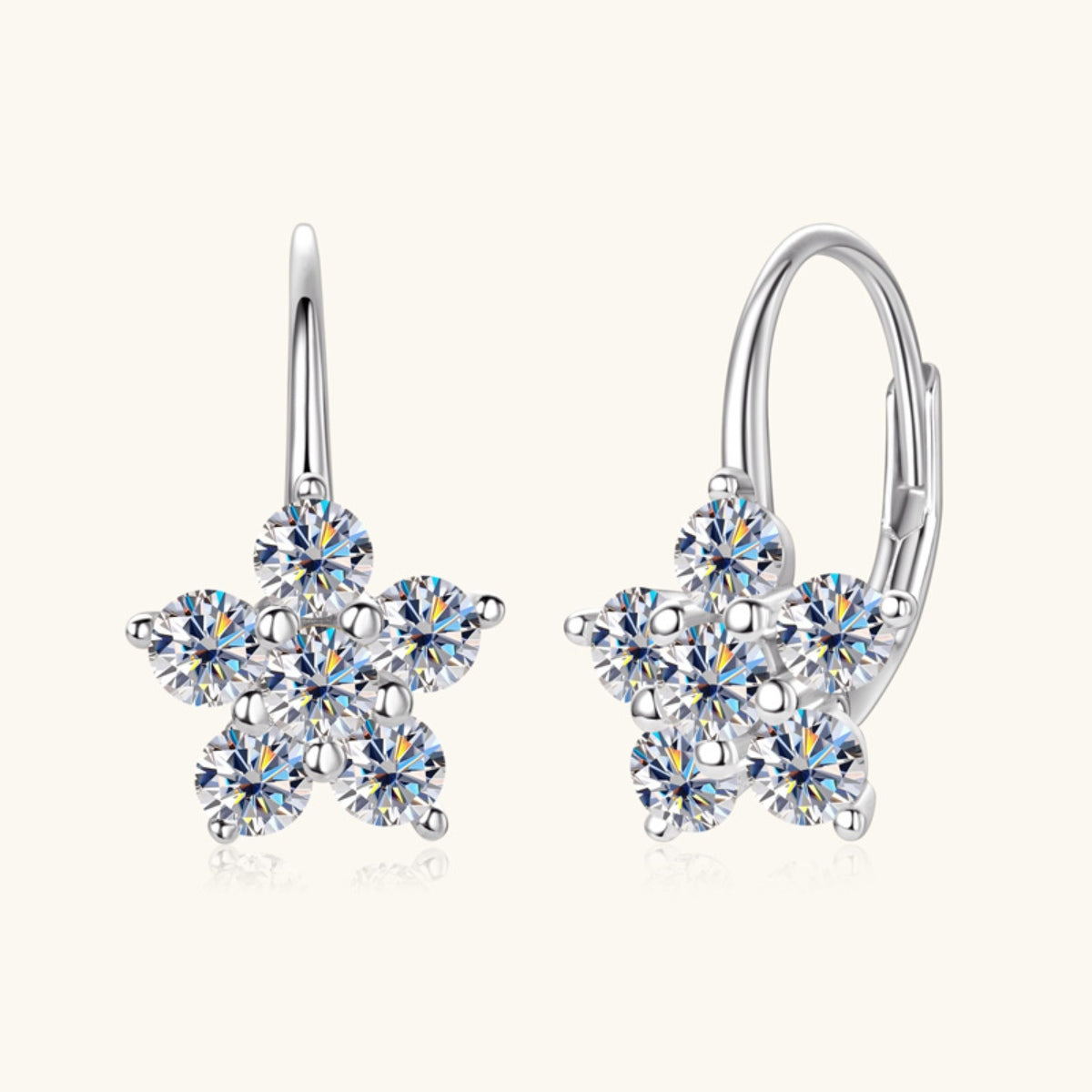 1.2 Carat 925 Sterling Silver Moissanite Flower Huggie Earrings Trandify Deal