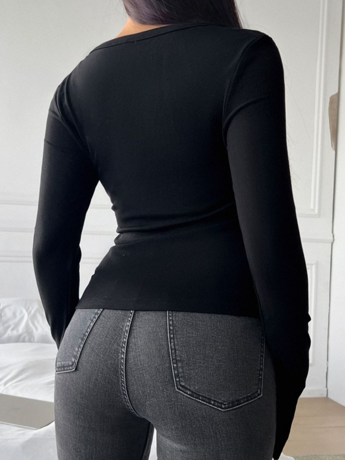Devine Quarter Button Long Sleeve T-Shirt Trandify Deal