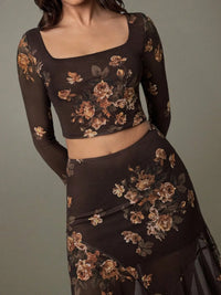 Floral Square Neck Top and Skirt Set for Women – Summer Boho Outfit