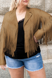 Plus Size Fringe Open Front Jacket Trandify deal