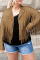 Plus Size Fringe Open Front Jacket Trandify deal
